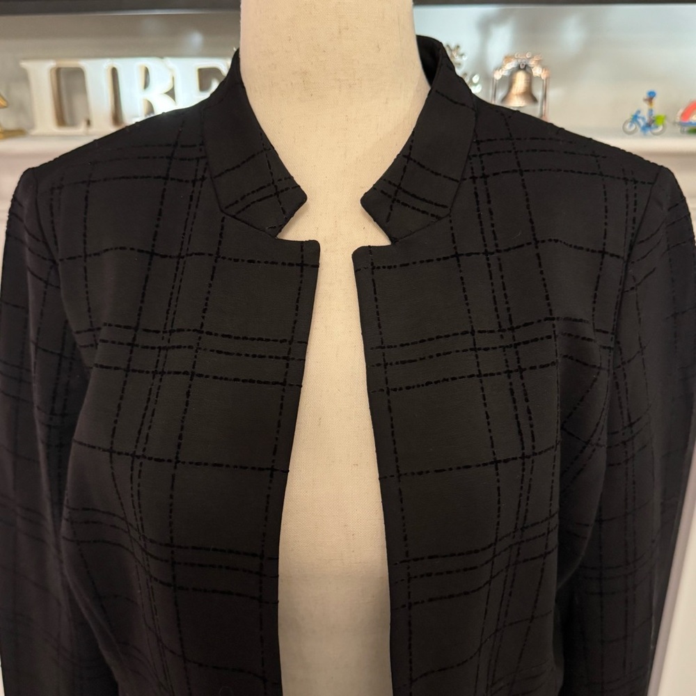 Alfani Black Grid-Pattern Longline Jacket With Zi… - image 2